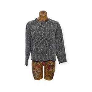 MNG Suit knit top black white long sleeve Size small